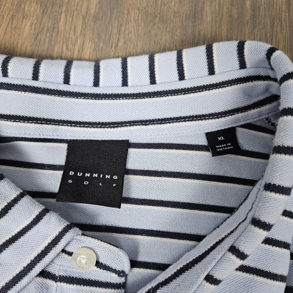 Dunning Golf Mens XL Polo Short Sleeve Performance Stretch Striped Blue‎ Navy - Picture 4 of 6